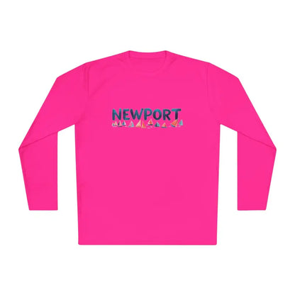 Pink long-sleeved Newport Unisex Lightweight Long Sleeve Tee for stylish comfort