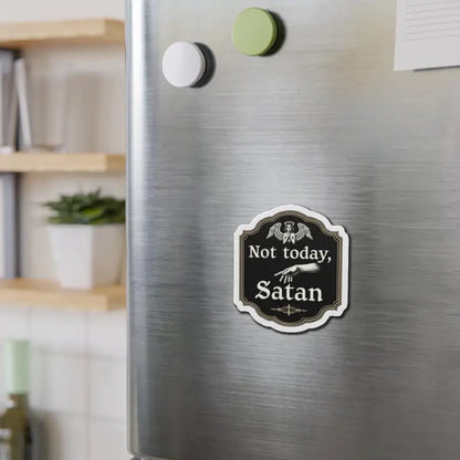 Not Today Satan Die Cut Home Decor Magnet featuring a humorous design for stylish interiors