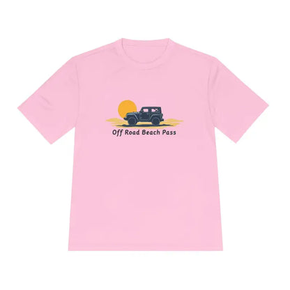 Pink Off Road Beach Pass Moisture Wicking T-Shirt featuring off-road vehicle design