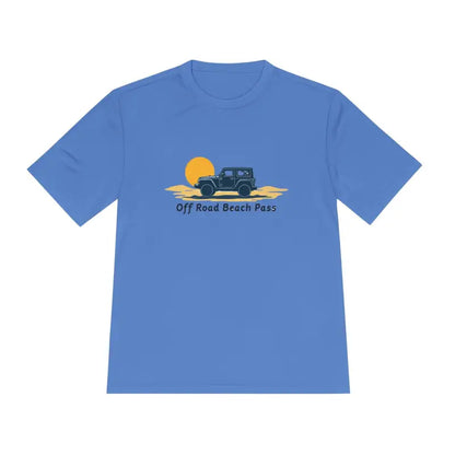 Blue Off Road Beach Pass Moisture Wicking T-Shirt for outdoor activities and comfort