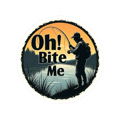 Fishing sticker featuring Oh Bite Me Fishing Sticker durable vinyl decal design