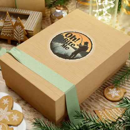 Gift box featuring Oh Bite Me Fishing Sticker durable vinyl decal design