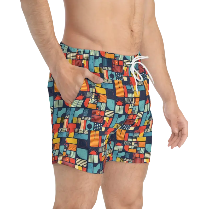 Colorful patterned Men’s Swim Trunks ideal for stylish beach and poolwear activities