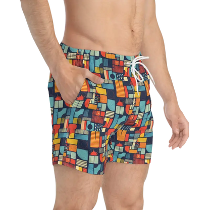 Colorful patterned Men’s Swim Trunks ideal for stylish beach and poolwear activities