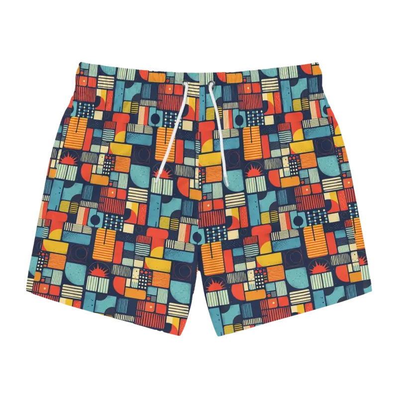 Patterned Men’s Swim Trunks featuring vibrant and stylish designs for beachwear