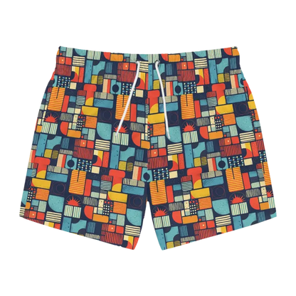 Patterned Men’s Swim Trunks featuring vibrant and stylish designs for beachwear
