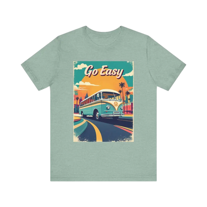 Seafoam-colored t-shirt from the Peach Retro Bus Unisex Jersey Tee collection