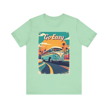 Mint-green t-shirt from the Peach Retro Bus Unisex Jersey Tee collection