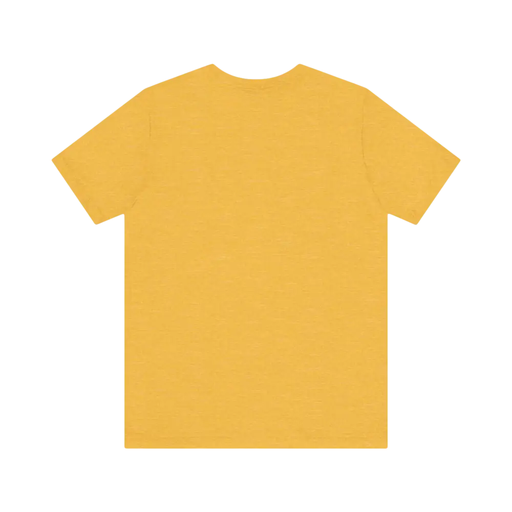 Mustard-colored Peach Retro Bus Unisex Jersey Tee displayed on a neutral background