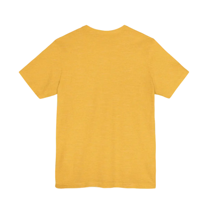 Mustard-colored t-shirt from the Peach Retro Bus Unisex Jersey Tee collection