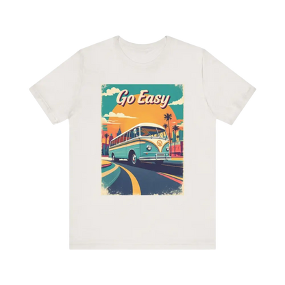 White Peach Retro Bus Unisex Jersey Tee featuring a vintage bus graphic design