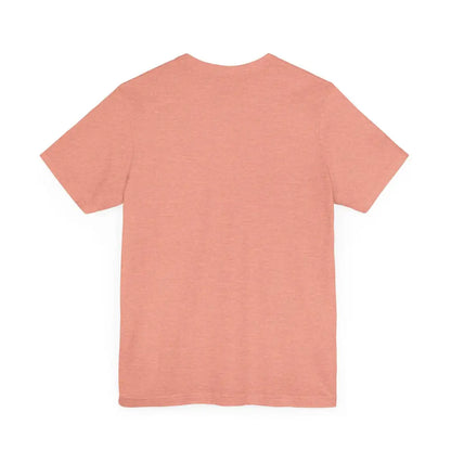 Salmon-colored Peach Trophy Girlfriend Unisex T-Shirt showcased in a stylish setting