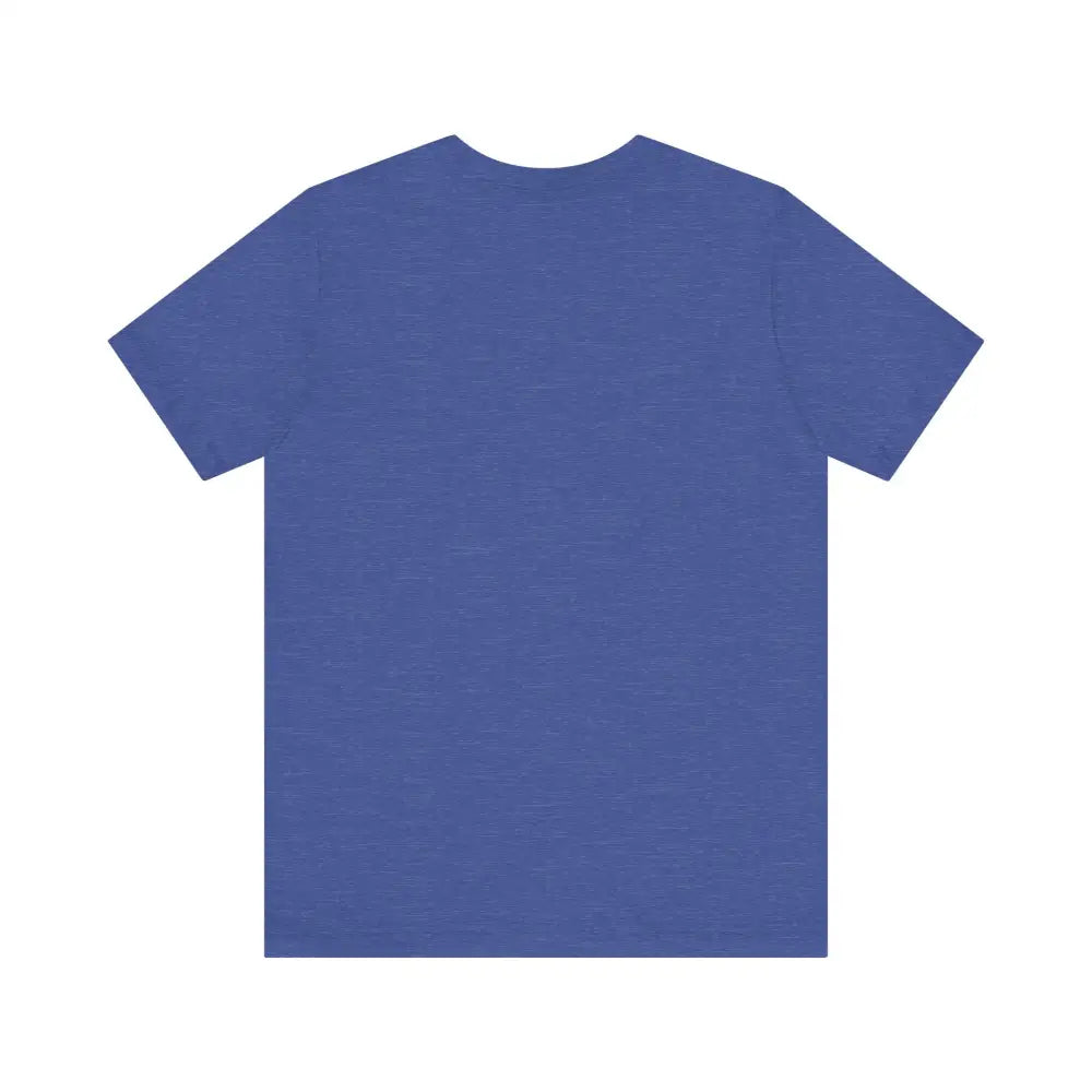 Blue short-sleeved Peach Trophy Girlfriend Unisex T-Shirt displayed for sale