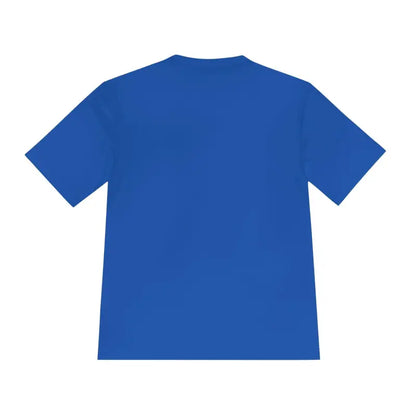 Blue short-sleeved Performance Mountain Graphic T Shirt for outdoor enthusiasts