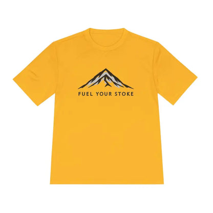 Yellow Performance Mountain Graphic T Shirt featuring a striking mountain design