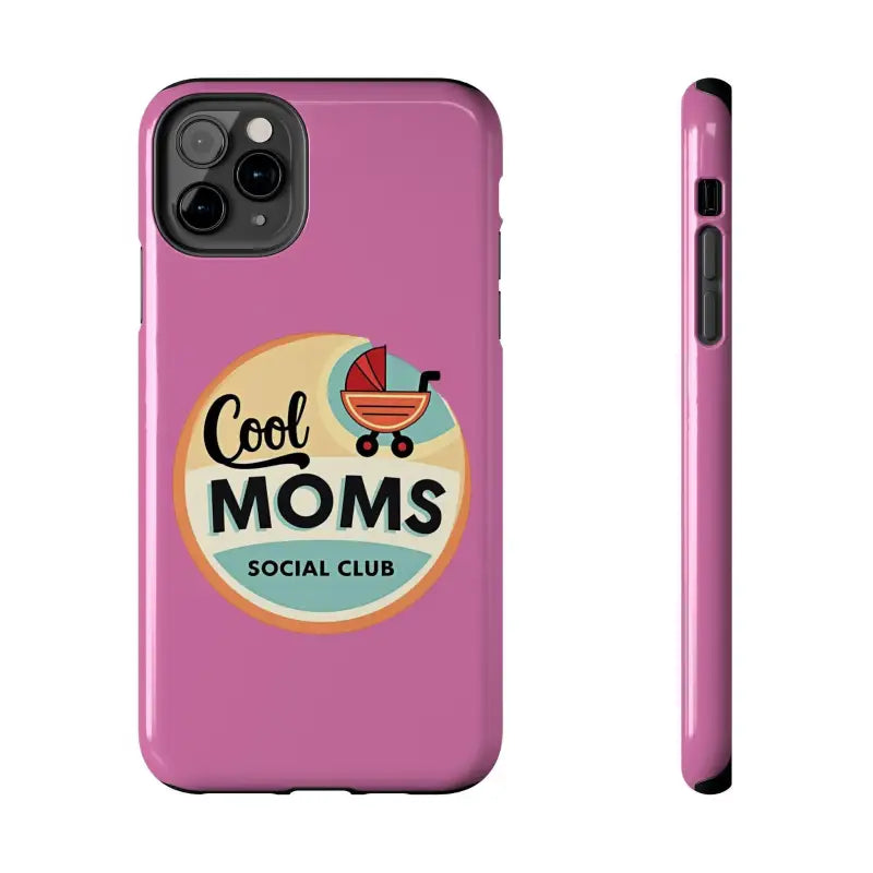 Pink Phone Case with Cool Moms Social Club Design showcasing a stylish exterior
