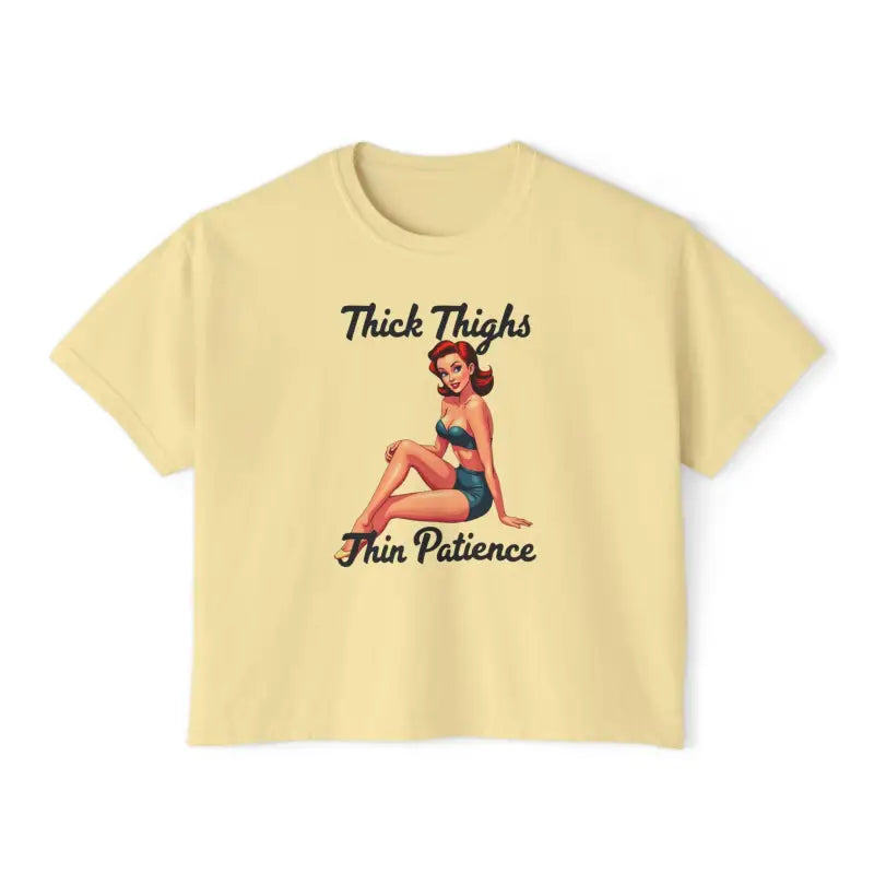 Yellow t-shirt featuring a pin-up girl from the Pinup Girl Collection for women