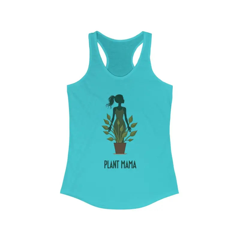 Aqua tank top featuring Plant Mama design for active women’s lifestyle wear