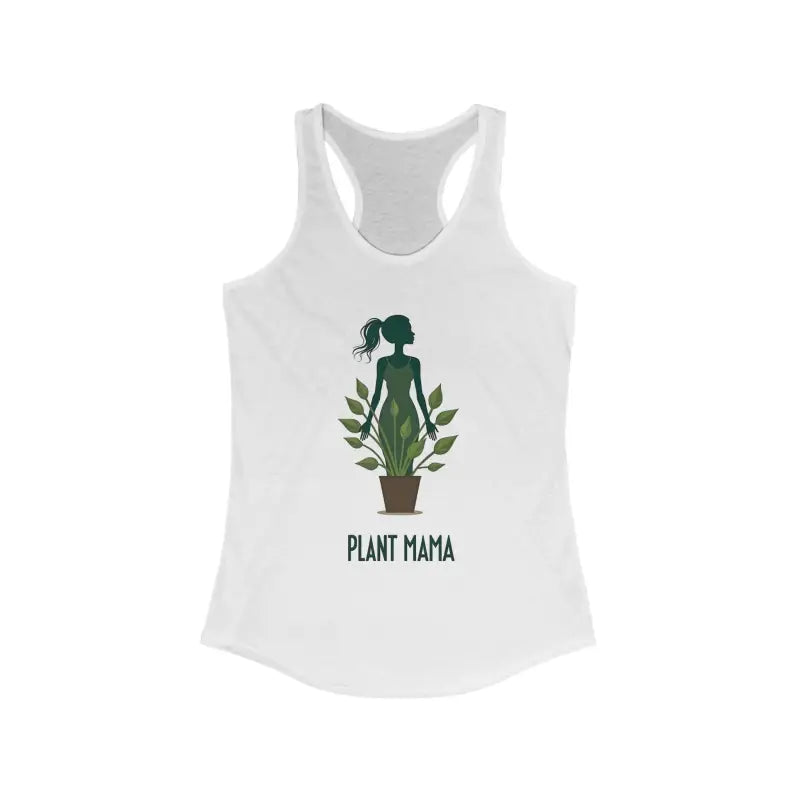 White tank top featuring Plant Mama design for active lifestyle enthusiasts