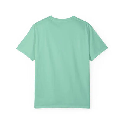 Mint green Retro Beach Collage T-shirt with vibrant beach-themed graphics
