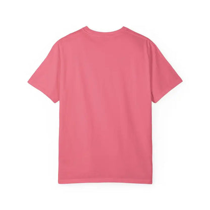 Pink short-sleeved Retro Beach Collage T Shirt featuring a vibrant design
