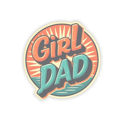 Retro Girl Dad Sticker featuring a vibrant sunburst design for proud fathers