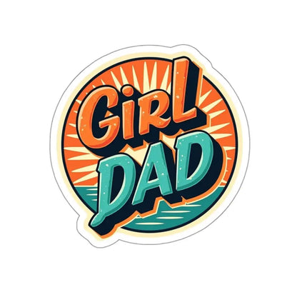 Retro Girl Dad Sticker featuring a vibrant sunburst design for proud fathers