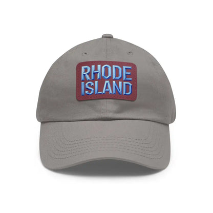 Gray baseball cap featuring Rhode Island patch from Rhode Island Baseball Caps and Dad Hats