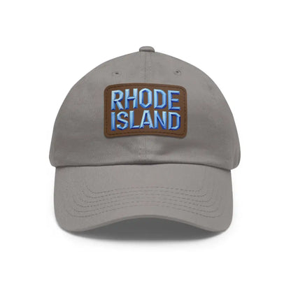Gray baseball cap featuring a Rhode Island patch for stylish casual wear