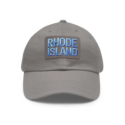 Gray baseball cap featuring Rhode Island patch in Rhode Island Baseball Caps and Dad Hats