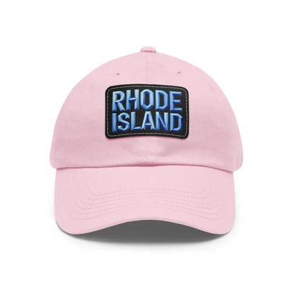 Pink baseball cap featuring a Rhode Island patch, ideal for casual wear and style