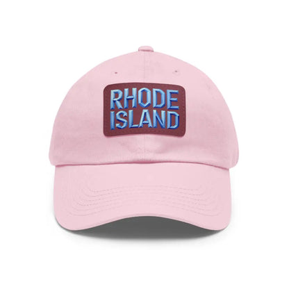 Pink baseball cap featuring a Rhode Island patch ideal for stylish outdoor wear