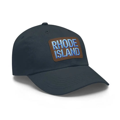Navy baseball cap featuring Rhode Island patch, ideal for casual wear and sports fans