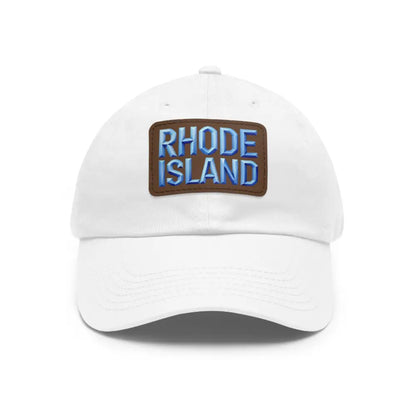 White baseball cap featuring Rhode Island patch for stylish accessory enthusiasts