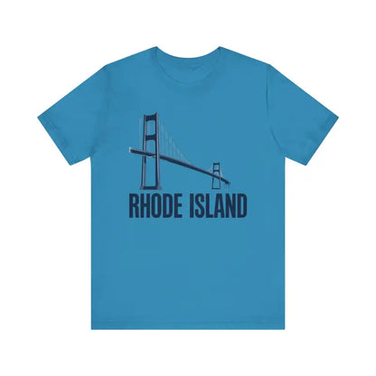 Blue Rhode Island Bridge Graphic Tee Unisex Short Sleeve T-Shirt for stylish casual wear