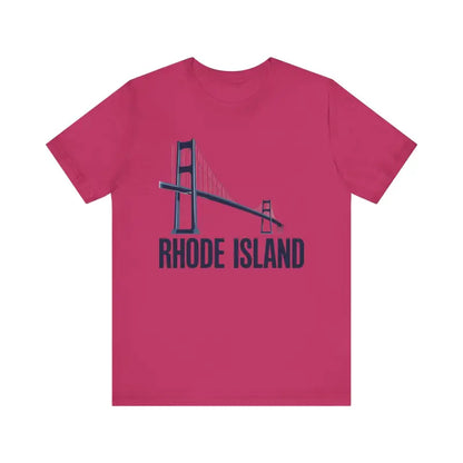Pink Rhode Island Bridge Graphic Tee Unisex Short Sleeve T-shirt display image