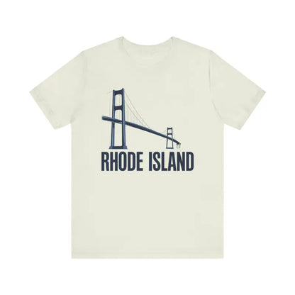 Rhode Island Bridge Graphic Tee Unisex Short Sleeve T Shirt displayed on a hanger
