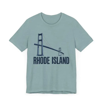 Light blue Rhode Island Bridge Graphic Tee unisex short sleeve t-shirt for casual wear