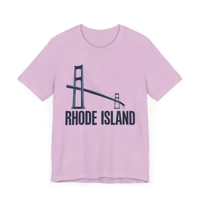 Pink Rhode Island Bridge Graphic Tee Unisex Short Sleeve T-Shirt for casual wear