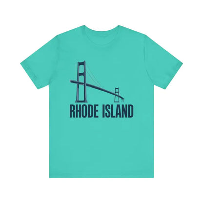 Teal Rhode Island Bridge Graphic Tee Unisex Short Sleeve T-Shirt for casual fashion