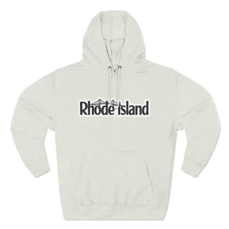 Beige Rhode Island Bridge Hoodie featuring stylish text design