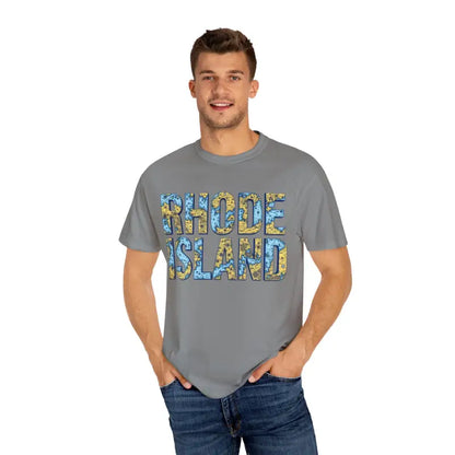 Gray Rhode Island Garment Dyed Unisex T-Shirt for Casual Coastal Style