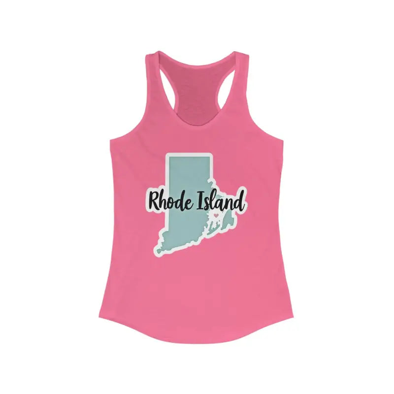 Pink Rhode Island Graphic Racerback Tank Top featuring a stylish design