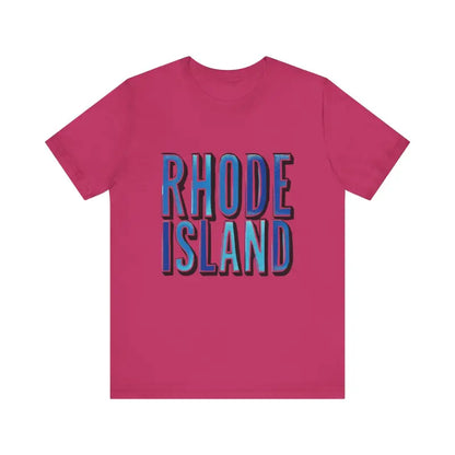 Rhode Island Graphic Tee Pink Unisex Jersey T Shirt displayed on a neutral background