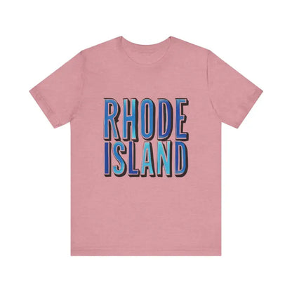 Pink unisex jersey t-shirt featuring Rhode Island graphic design