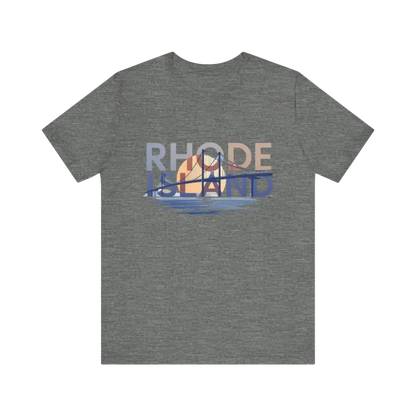 Gray t-shirt featuring Rhode Island graphic, ideal for casual and stylish wear