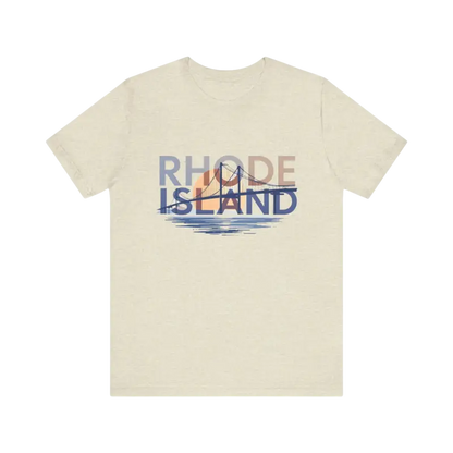 Beige Rhode Island Graphic Unisex Jersey Tee featuring a stylish design
