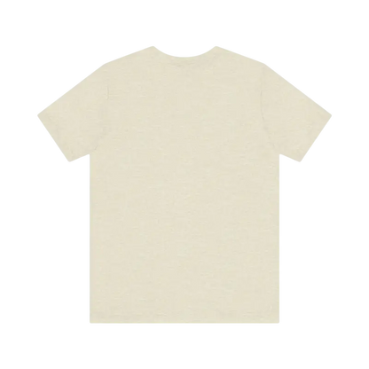 Beige short-sleeved Rhode Island Graphic Unisex Jersey Tee for casual wear
