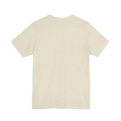 Beige short-sleeved Rhode Island Graphic Unisex Jersey Tee for casual wear