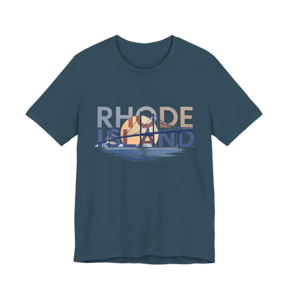 Blue Rhode Island Graphic Unisex Jersey Tee showcasing a unique design